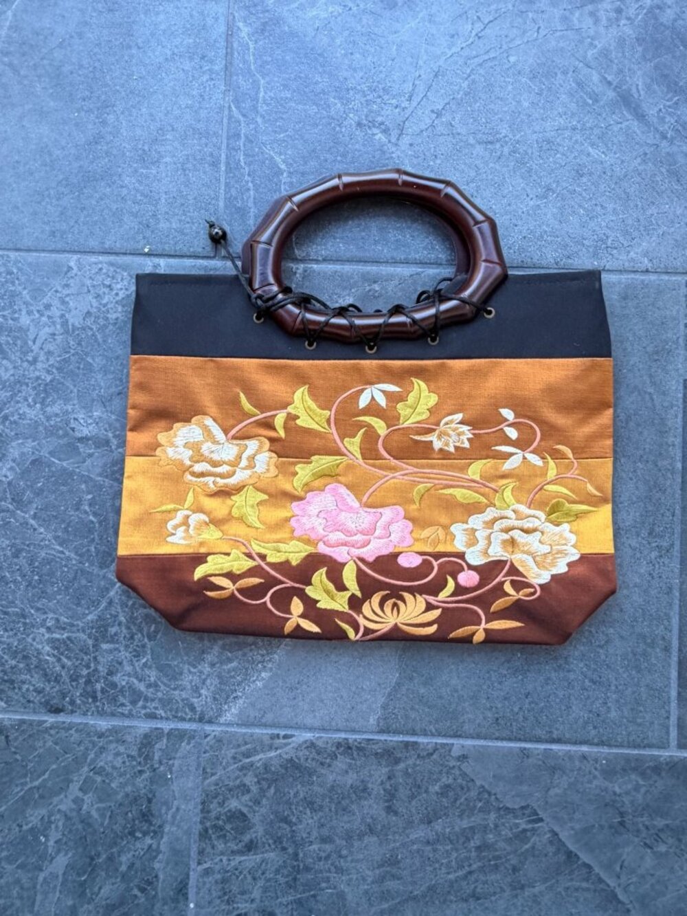 vintage 90s bag purse nylon orange black floral fall